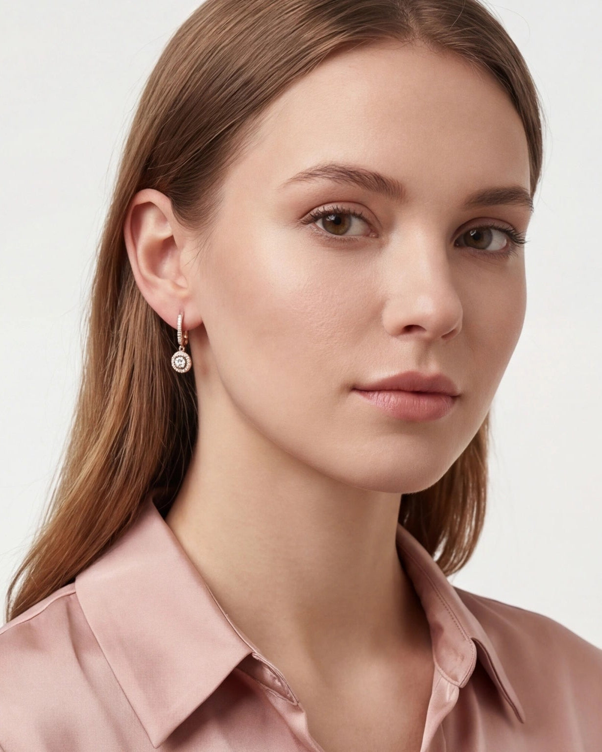 Halo Hoop Earrings for Women #color_rose gold