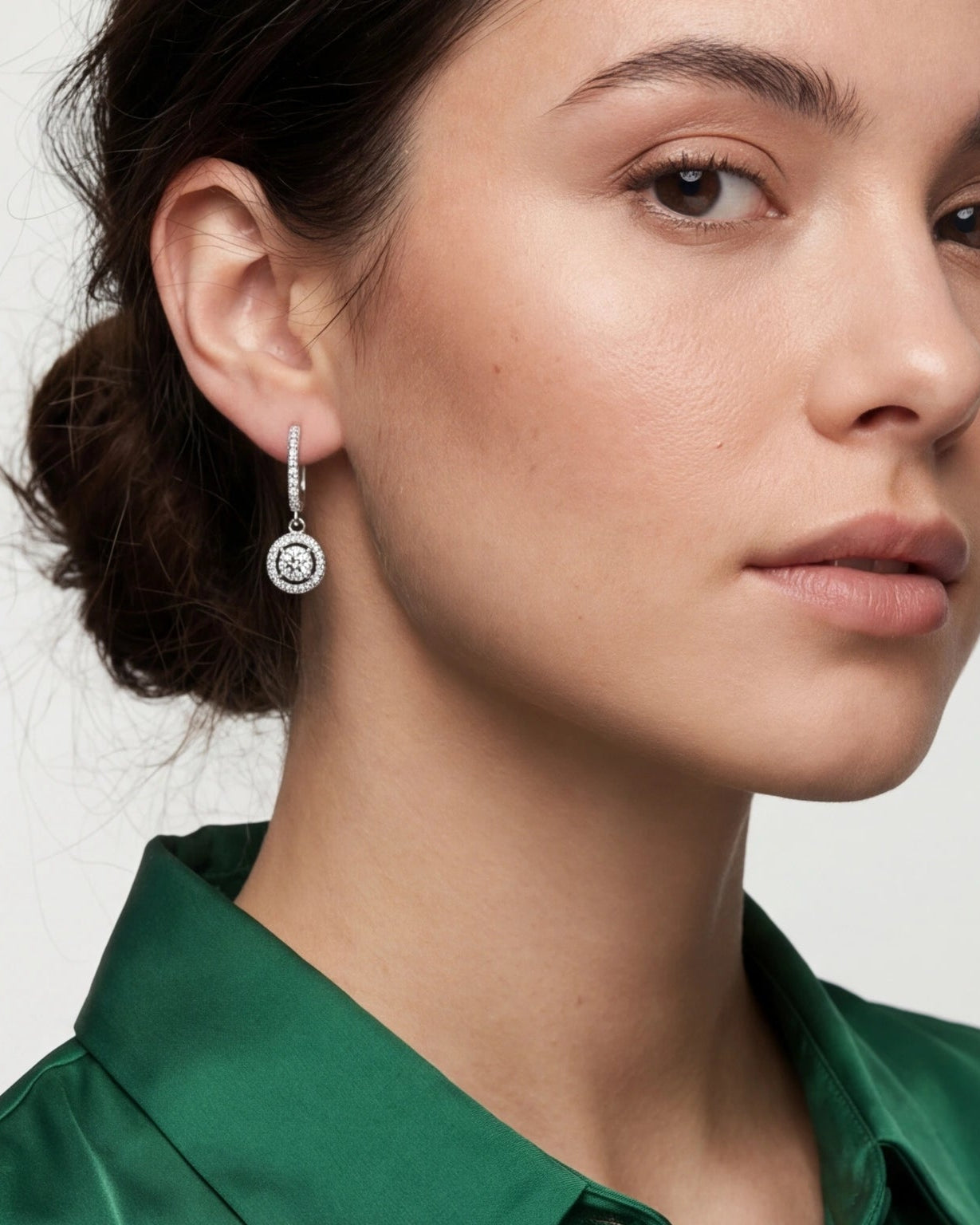 Halo Hoop Earrings for Women #color_silver
