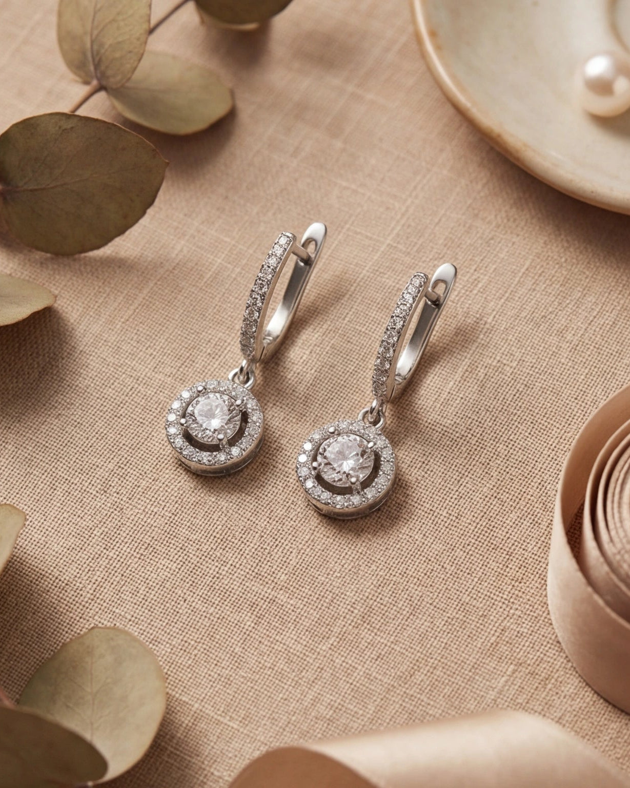 Halo Hoop Earrings for Women #color_silver