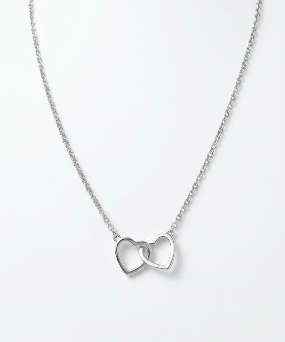 Interlocked Heart Necklace in 925 Sterling Silver #color_silver