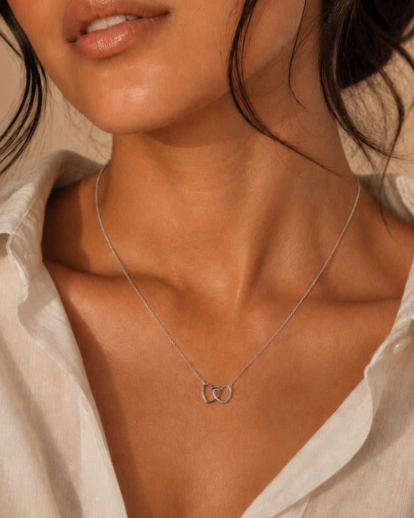 Interlocked Heart Necklace in 925 Sterling Silver #color_silver
