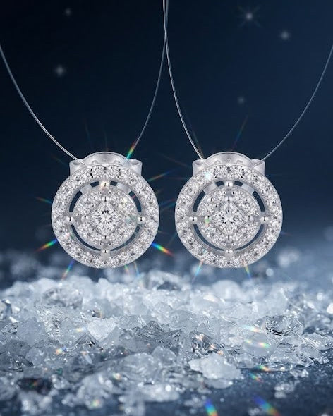 Nova Halo Stud Earrings | 925 Silver Round Stud Earrings