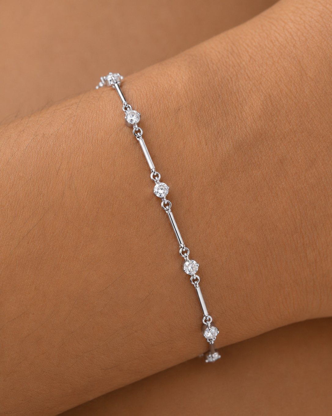Interval Bracelet – CZ Bar & Station Minimal Chain Bracelet