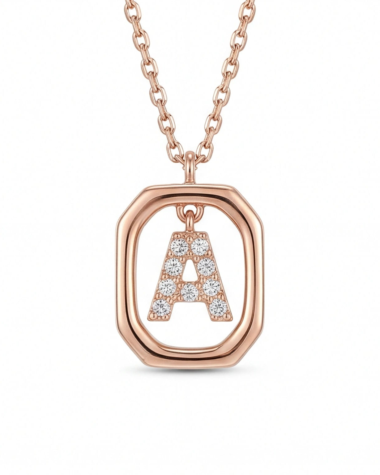 Letter Pendant Necklace for Women#color_rose gold