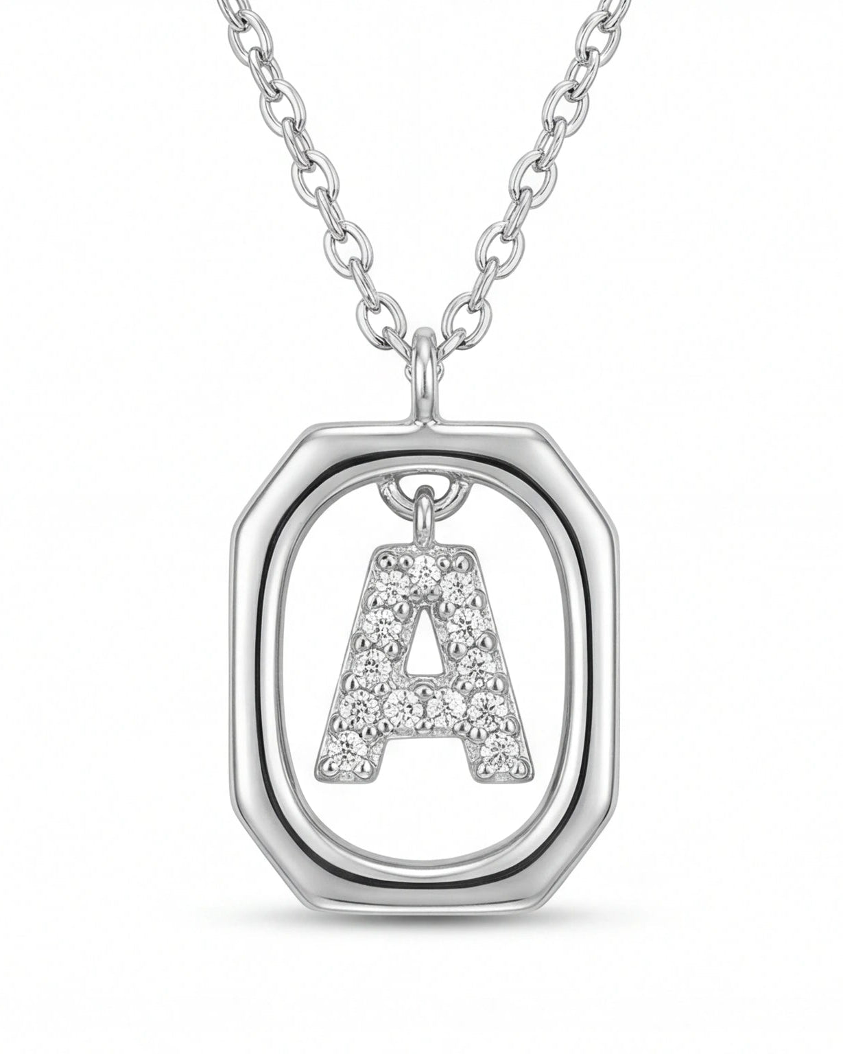 Letter Pendant Necklace for Women#color_silver