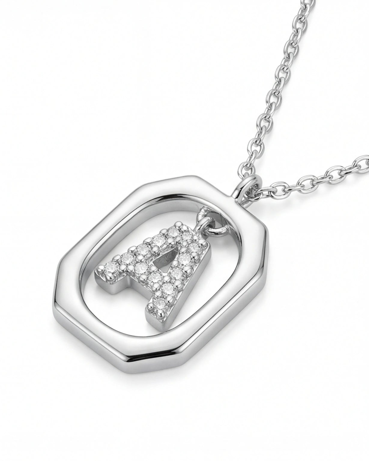 Letter Pendant Necklace for Women#color_silver