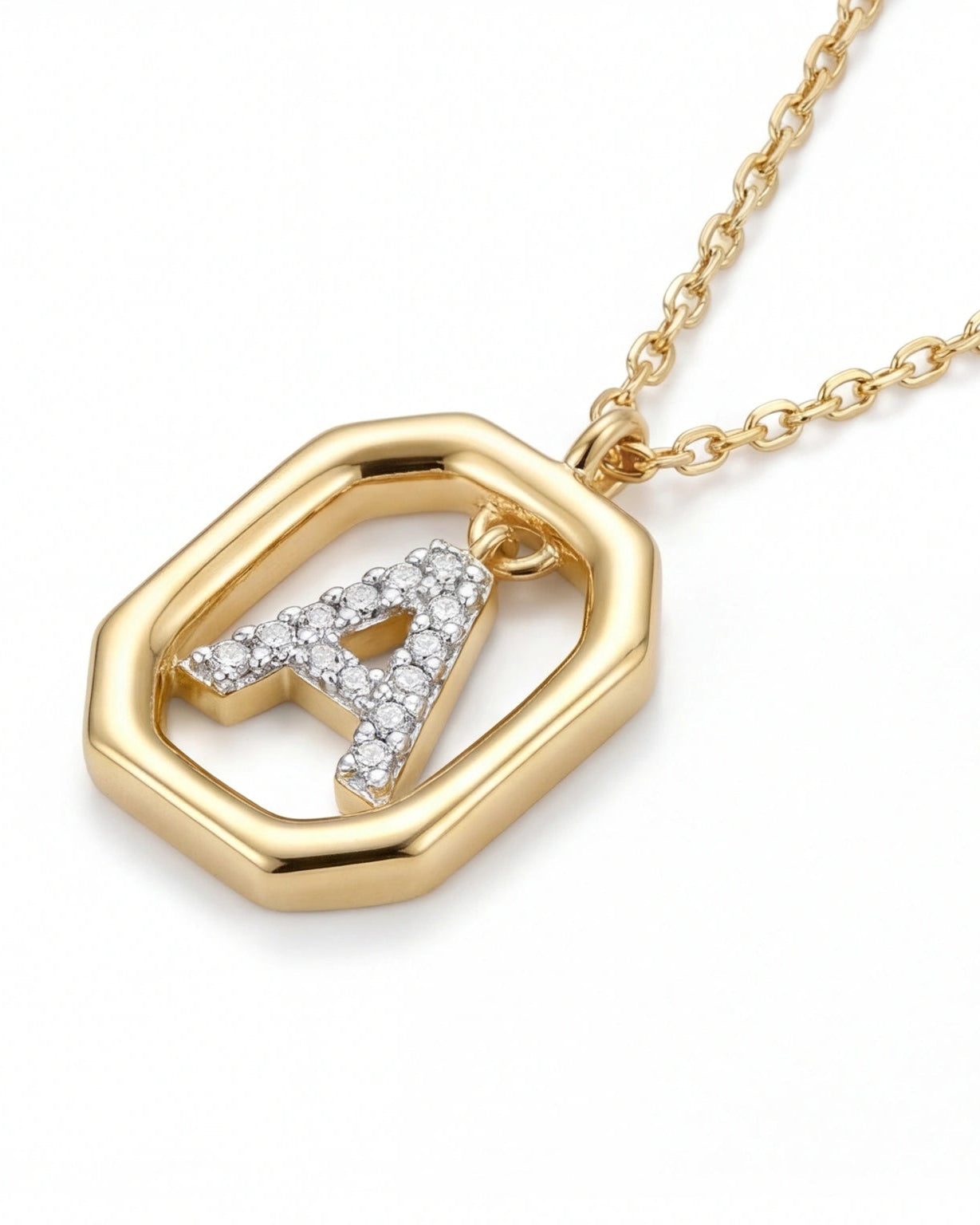 Letter Pendant Necklace for Women#color_gold