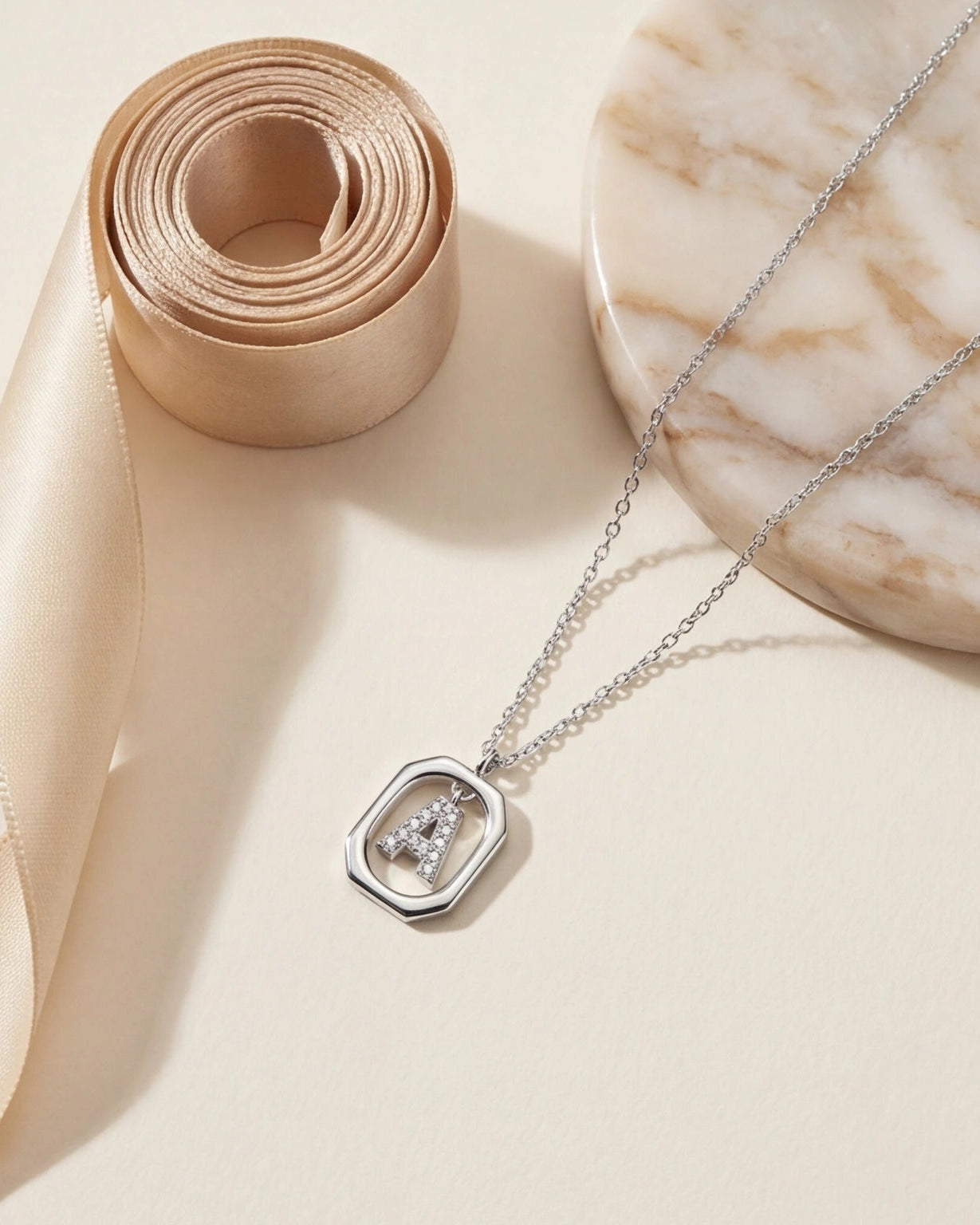Letter Pendant Necklace for Women#color_silver
