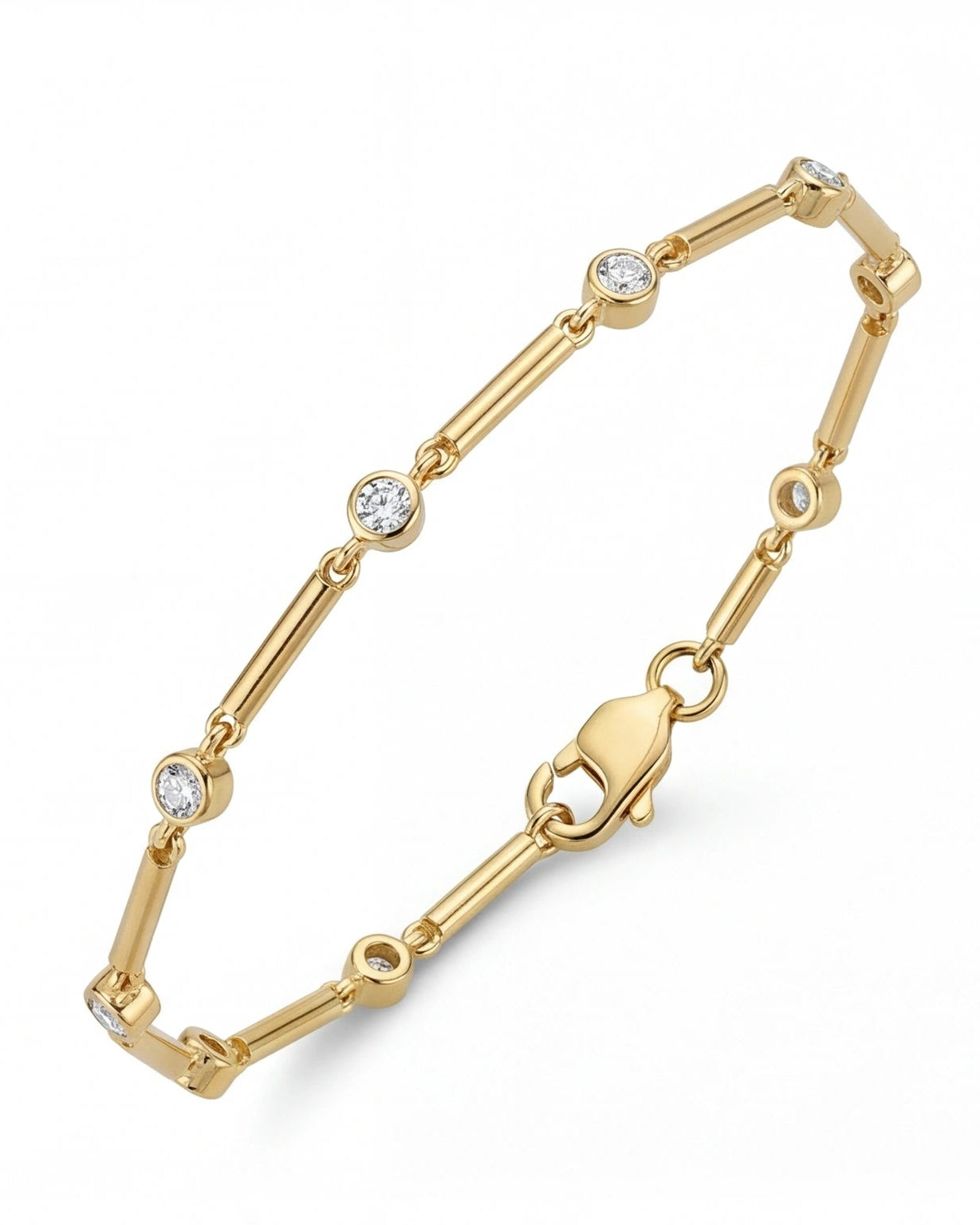 Elegant CZ bar and station bracelet #color_gold