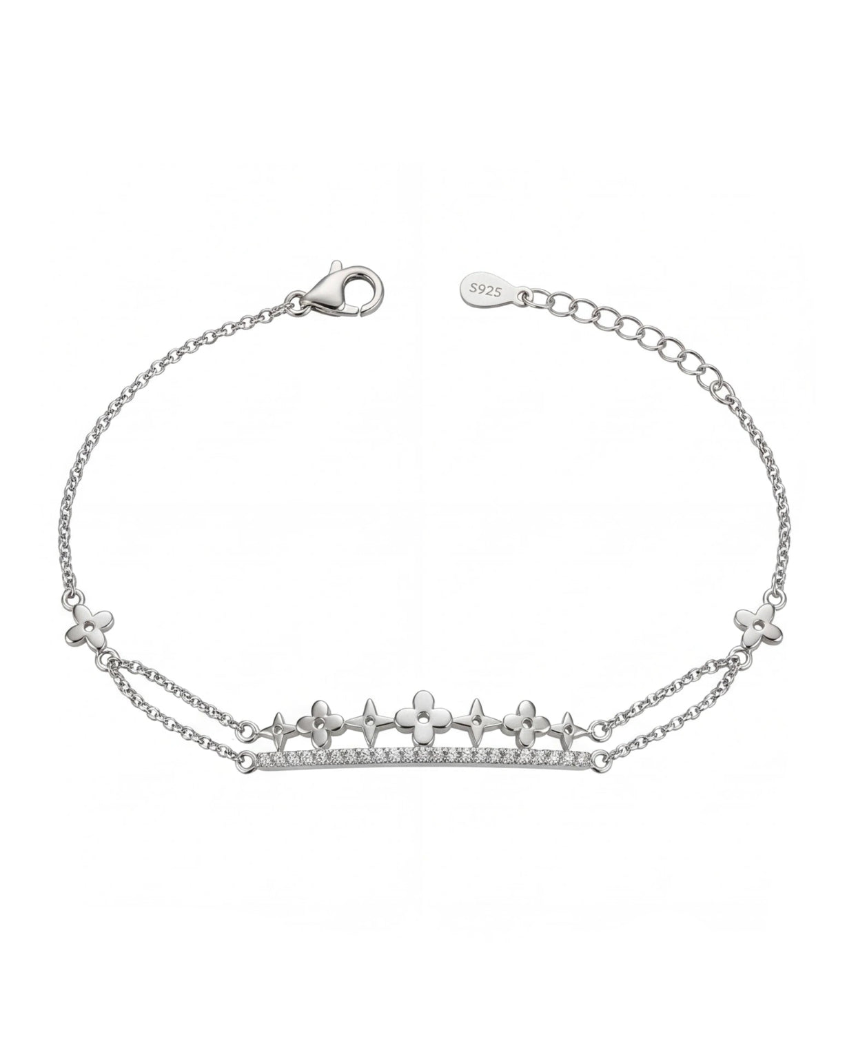 Elegant double chain bracelet #color_silver