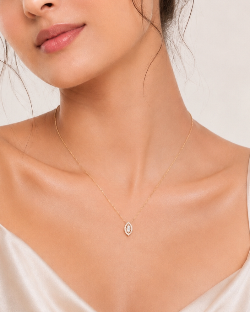 CZ Heart Necklace for Women#color_gold
