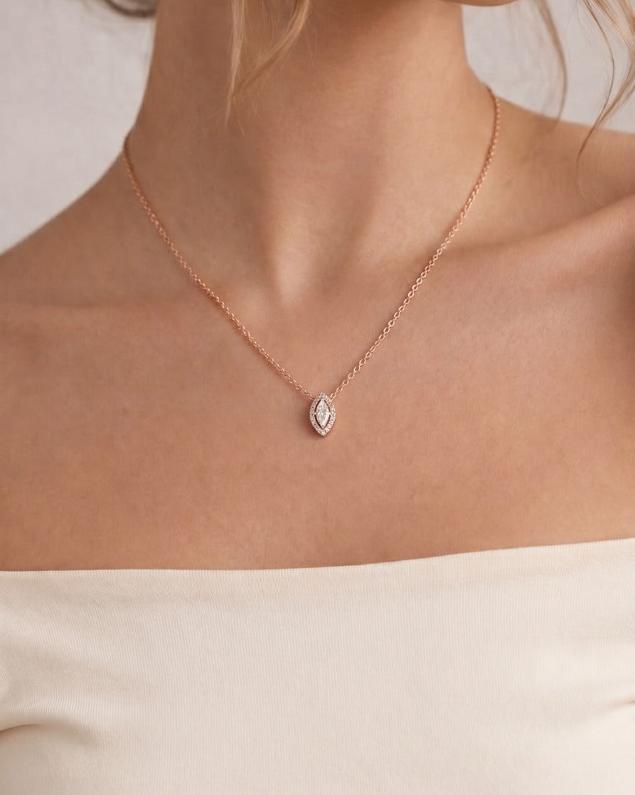 CZ Heart Necklace for Women#color_rose gold