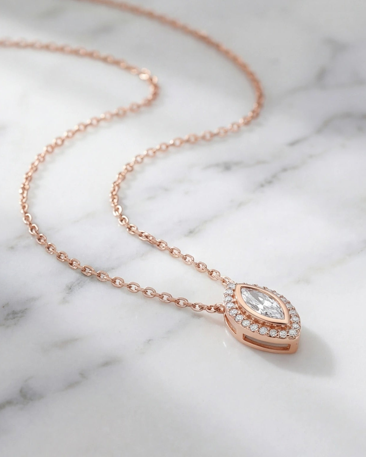 CZ Heart Necklace for Women#color_rose gold