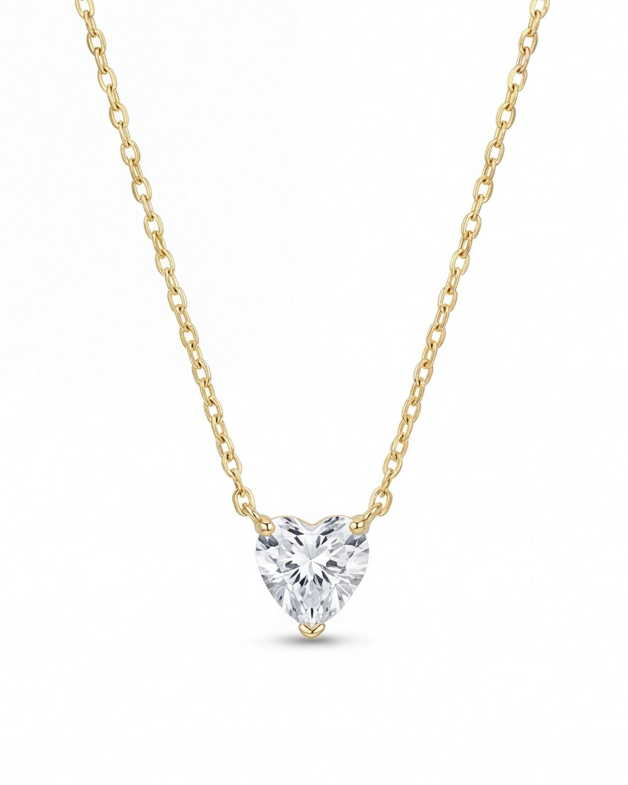 Heart CZ Necklace for Women#color_gold