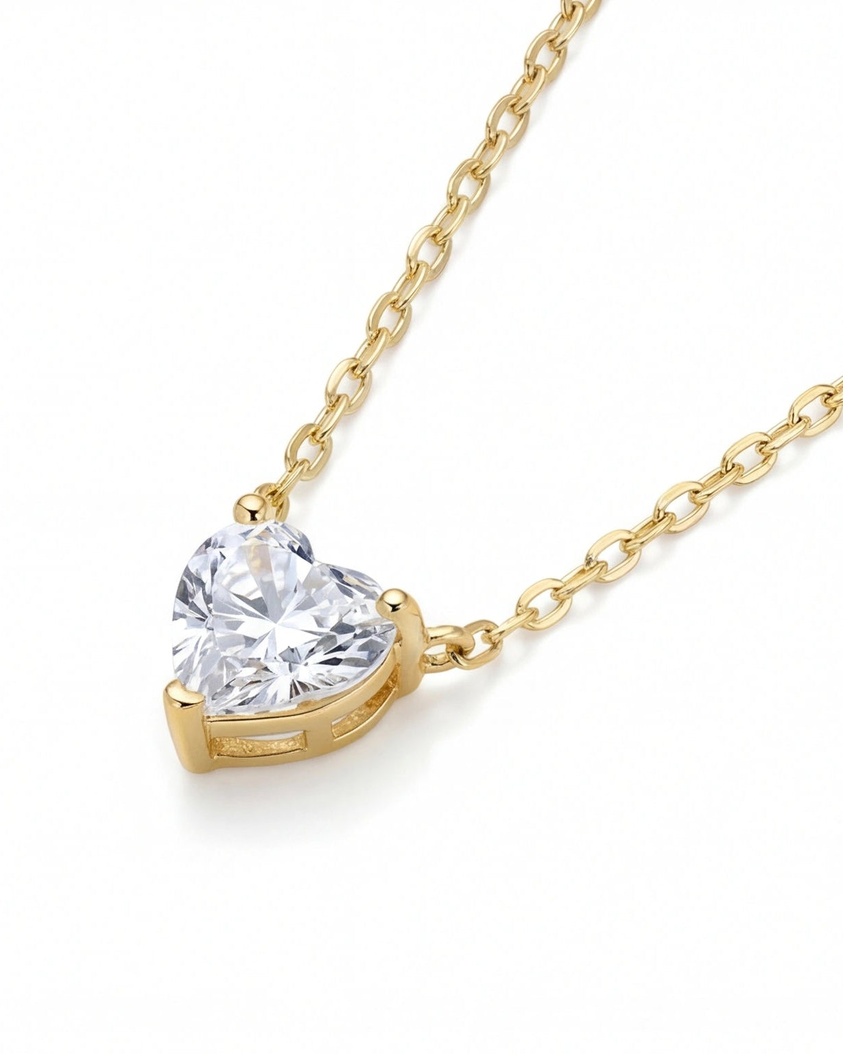 Heart CZ Necklace for Women#color_gold