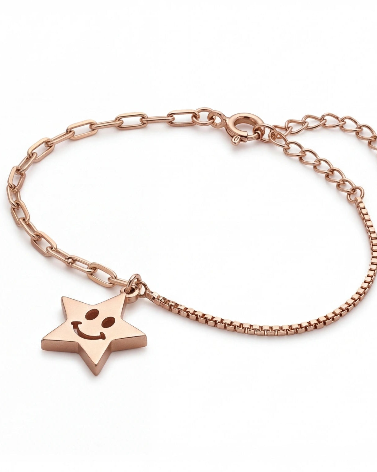 Lucky Star paperclip chain bracelet #color_rose gold