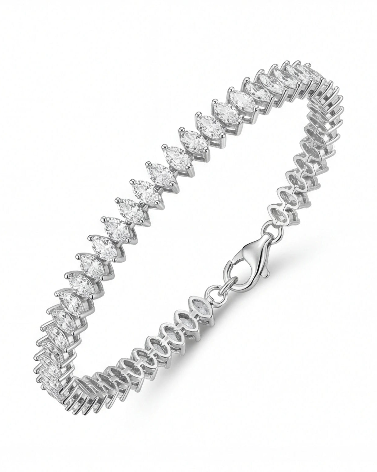 Marquise CZ Bracelet for Women#color_silver