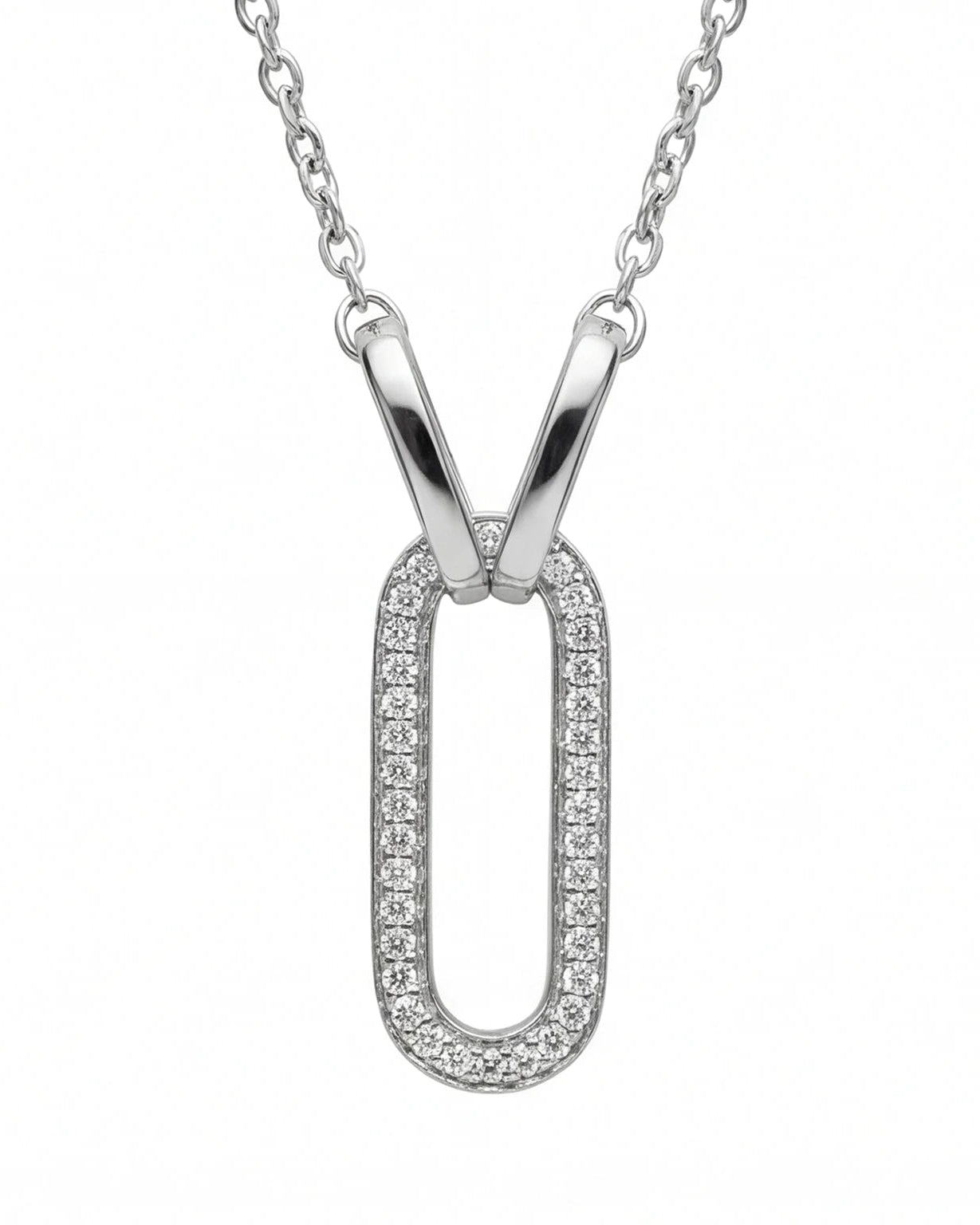 Pavé Link Necklace for Women#color_silver