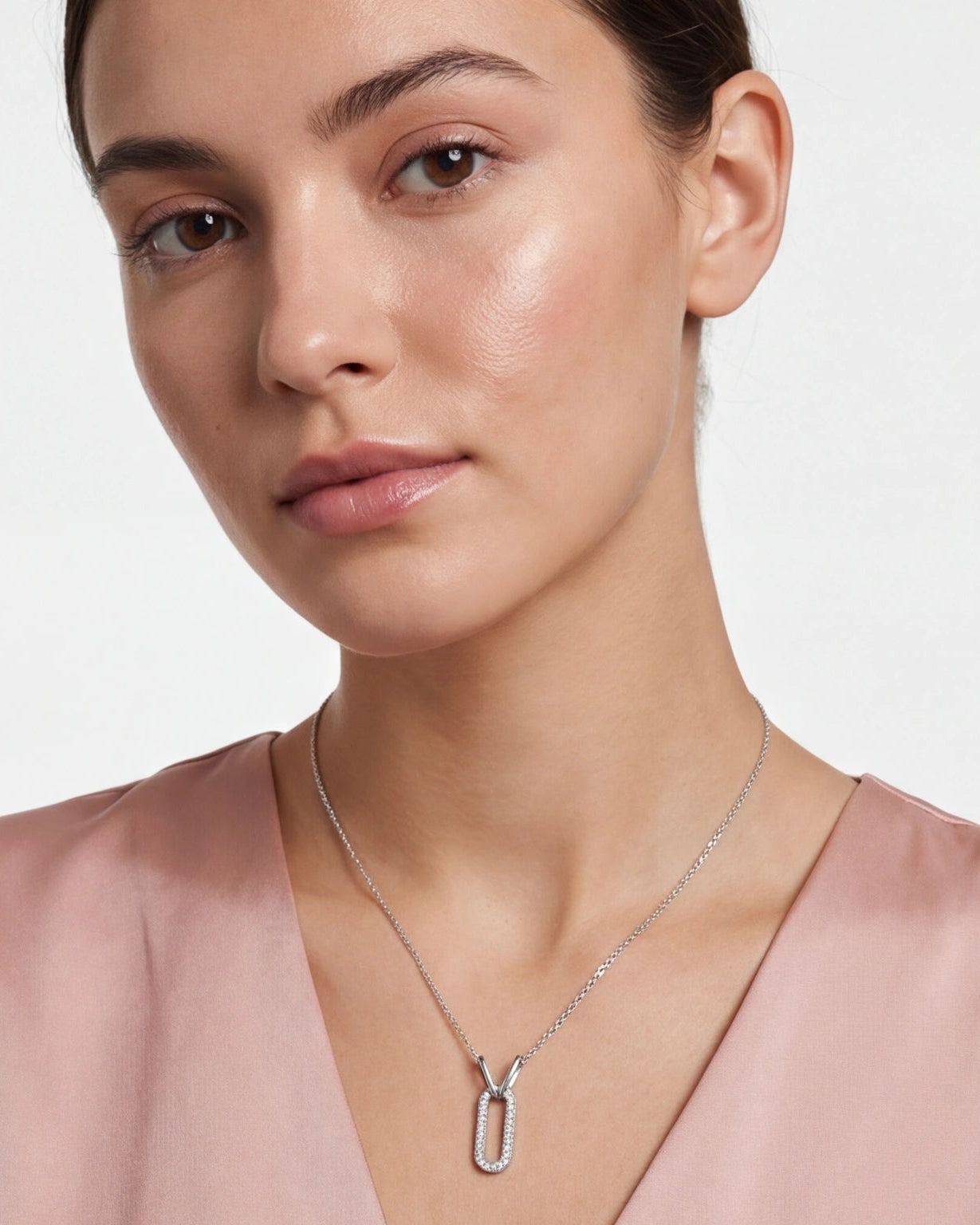 Pavé Link Necklace for Women#color_silver