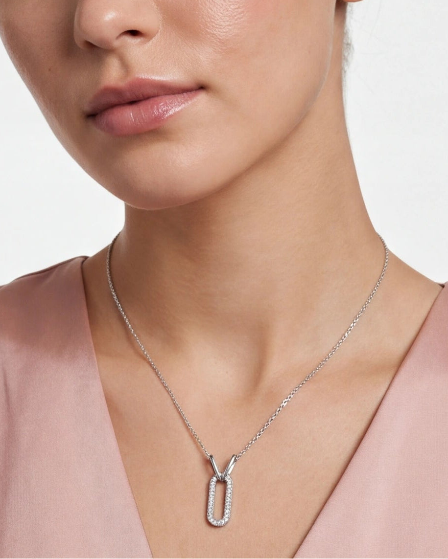 Pavé Link Necklace for Women #color_silver