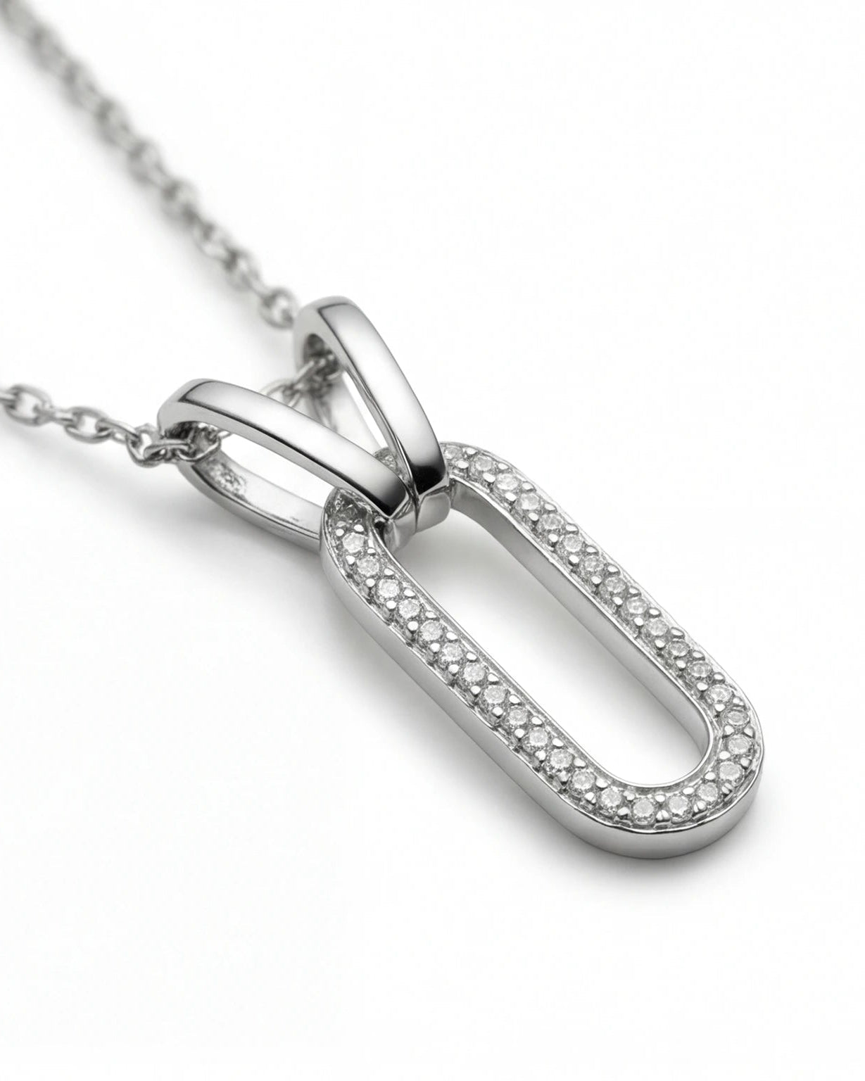 Pavé Link Necklace for Women#color_silver