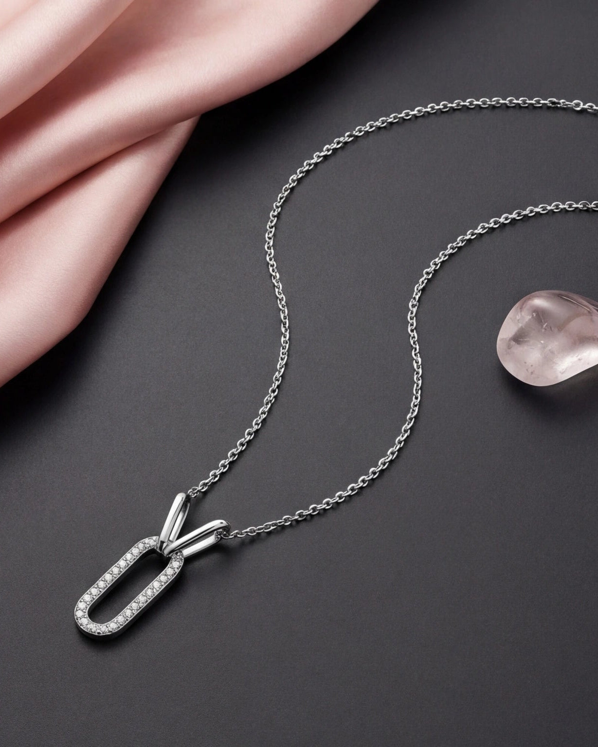 Pavé Link Necklace for Women#color_silver