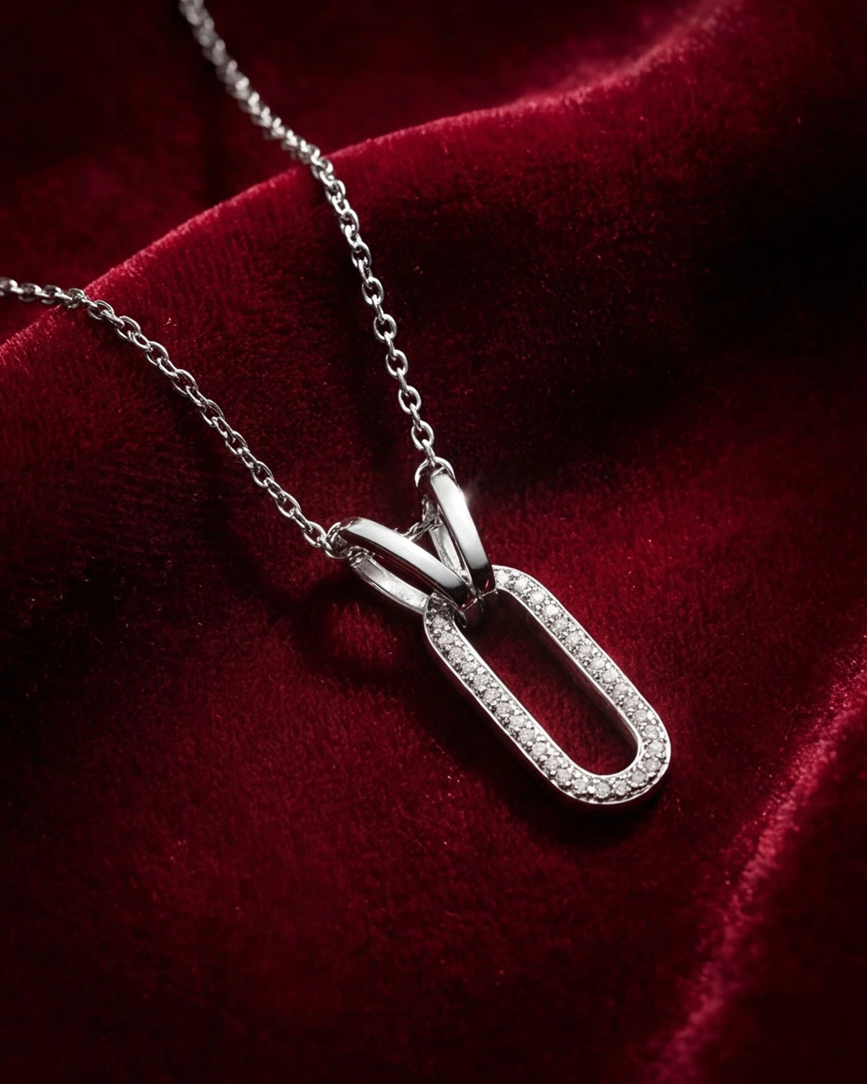 Pavé Link Necklace for Women#color_silver