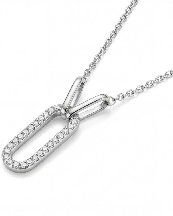 Pavé Link Necklace for Women #color_silver