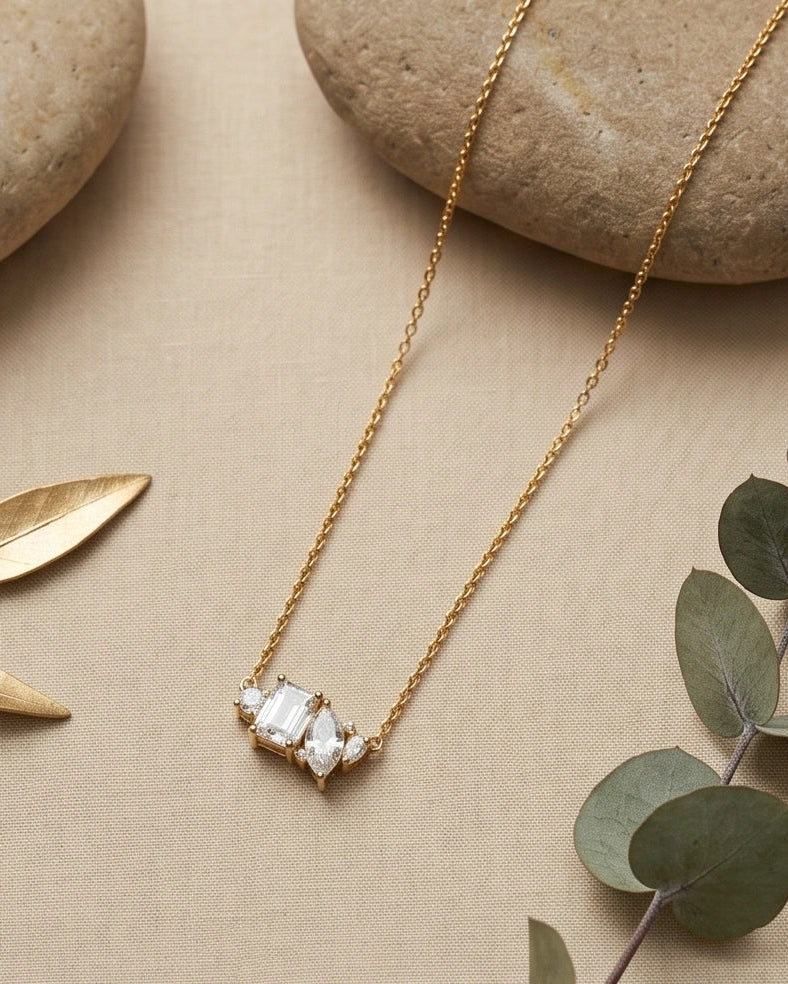 Cluster Necklace for Women #color_gold