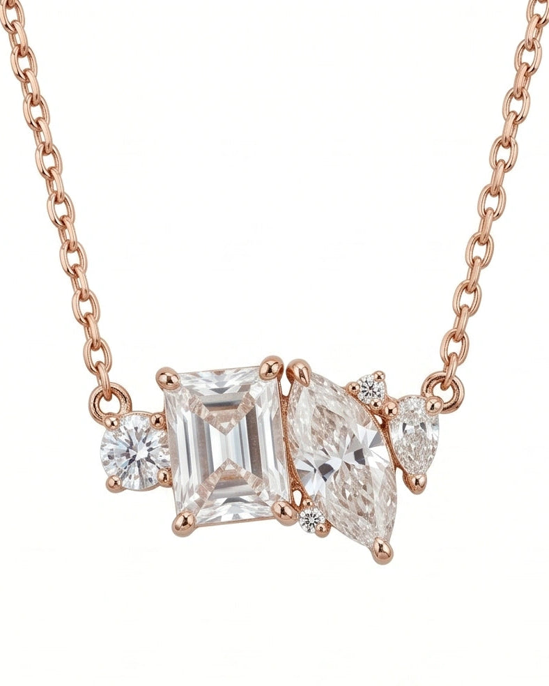 Cluster Necklace for Women #color_rose gold
