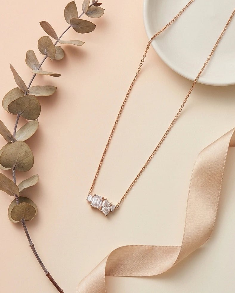 Cluster Necklace for Women #color_rose gold