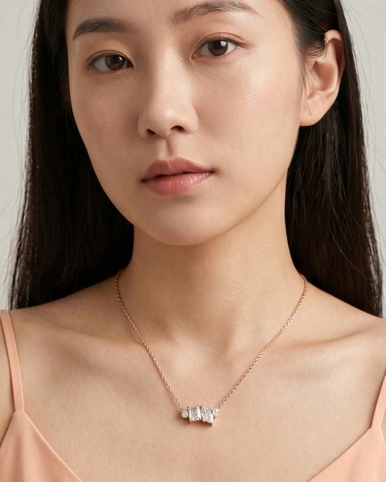 Cluster Necklace for Women #color_rose gold