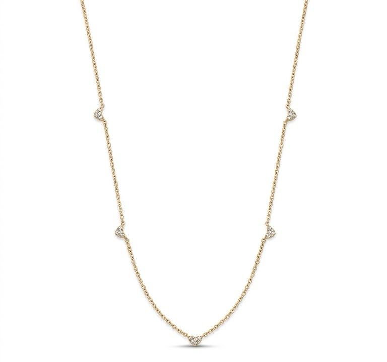 925 Silver Heart Station Necklace #color_gold