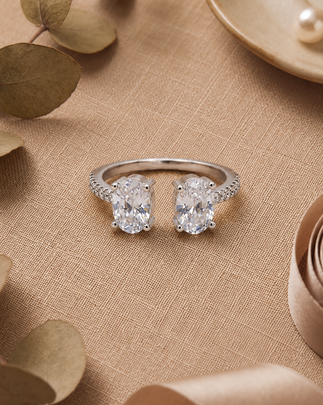 Oval Solitaire Open Ring in 925 Silver #color_silver