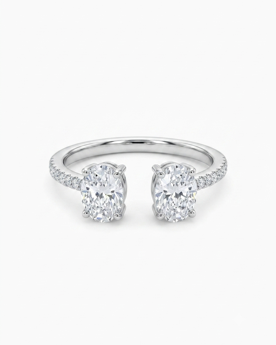 Oval Solitaire Open Ring in 925 Silver #color_silver