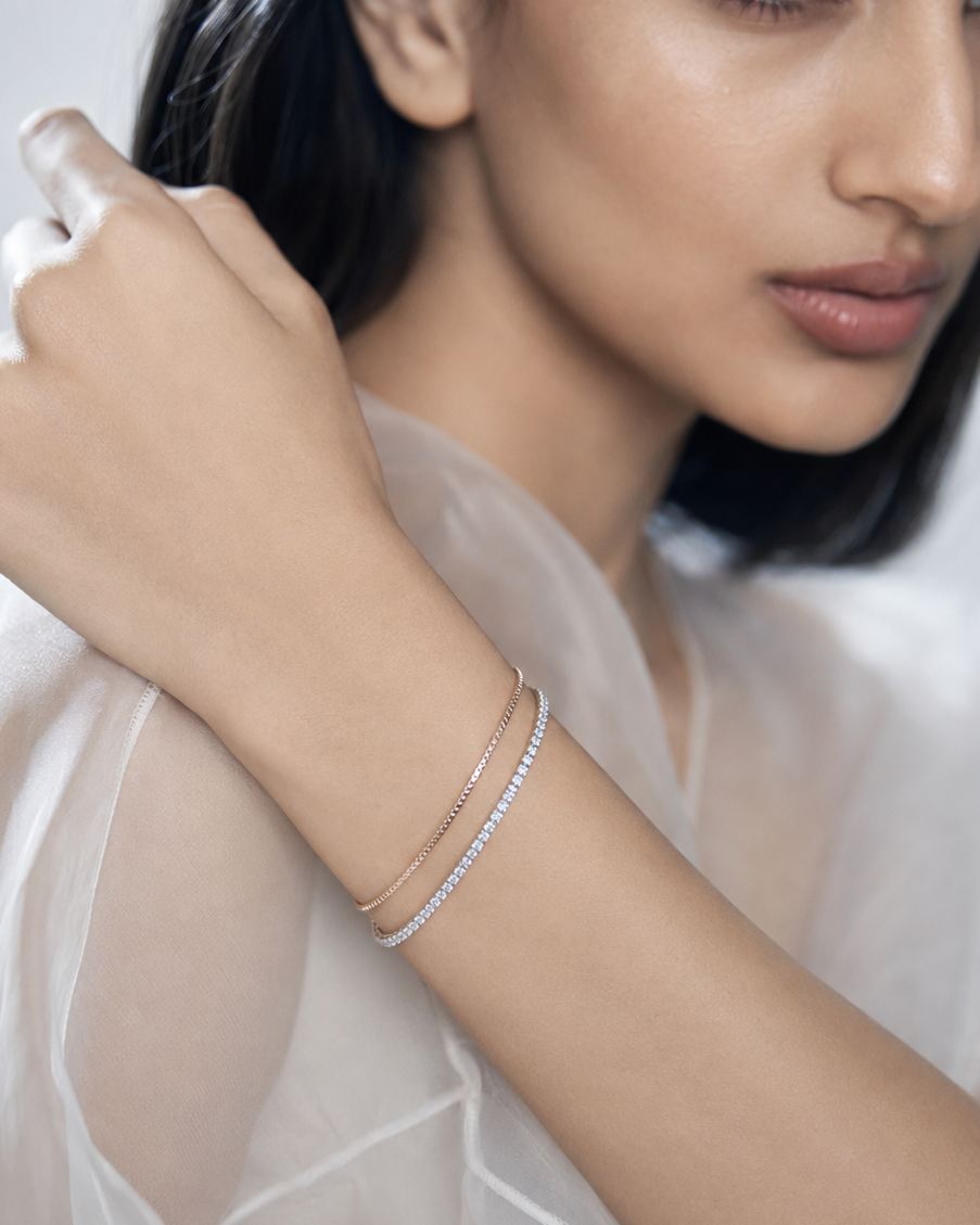 Dual Row CZ Tennis Bracelet for Women#color_rose gold