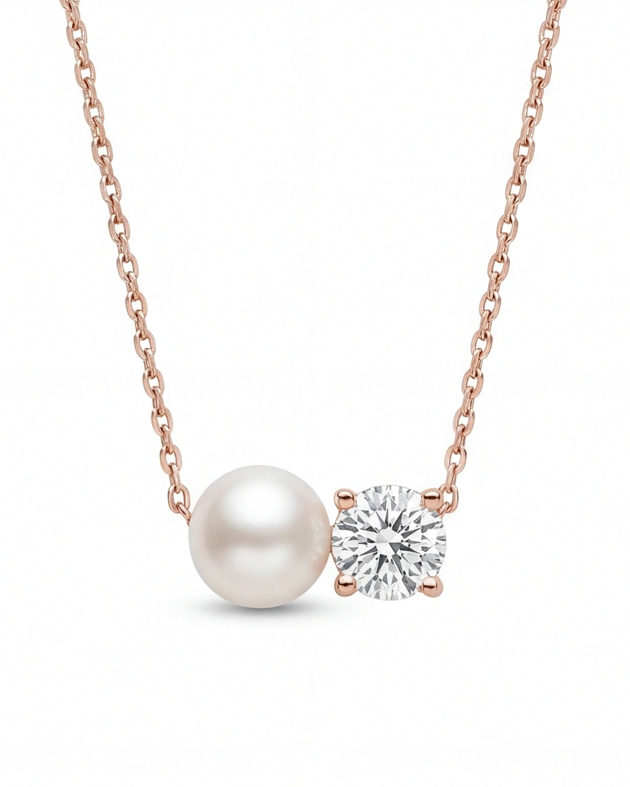 Double Pearl Chain Necklace for Women #color_rose gold