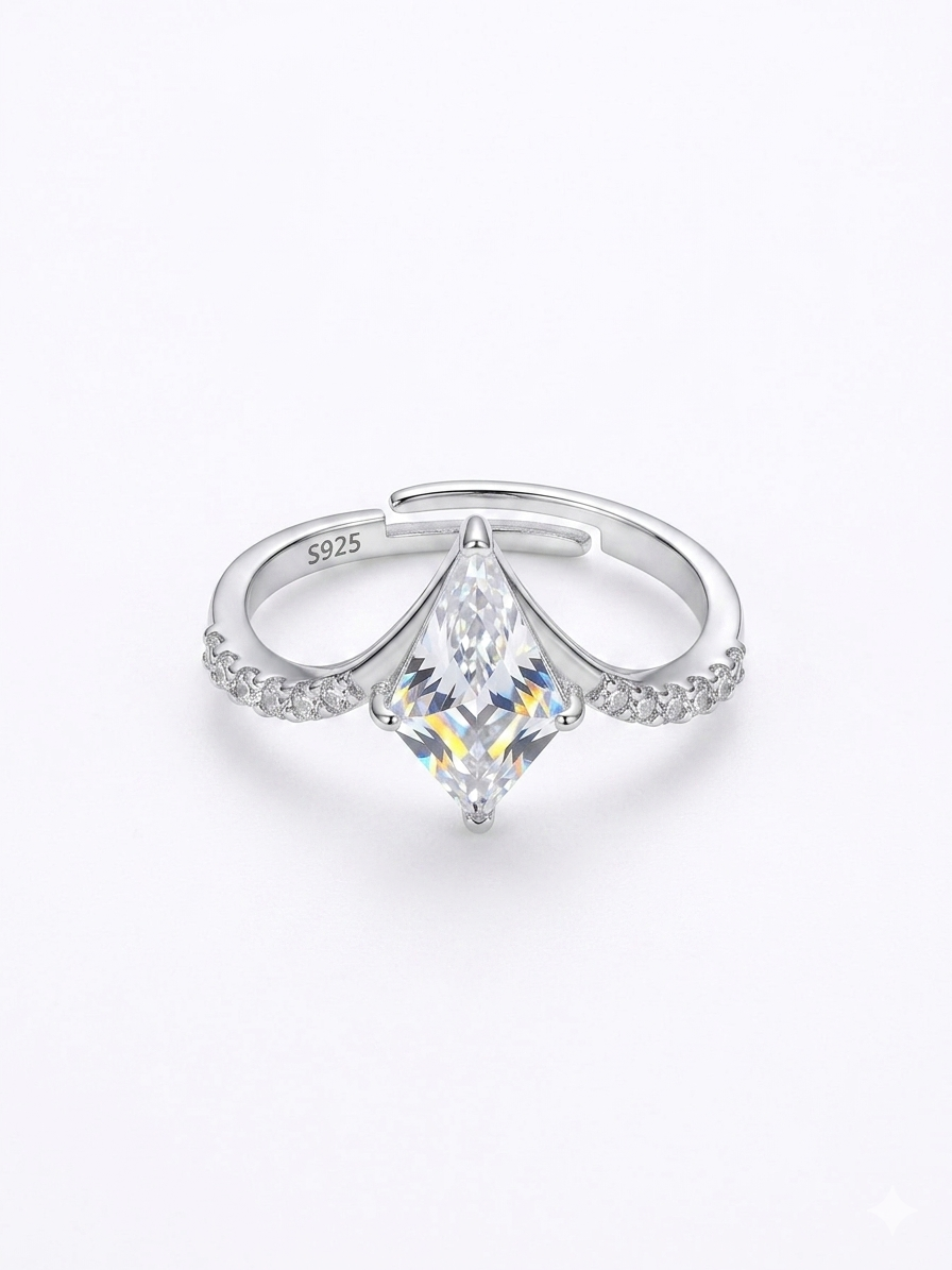 Radiant Solitaire Ring in 925 Sterling Silver #color_silver