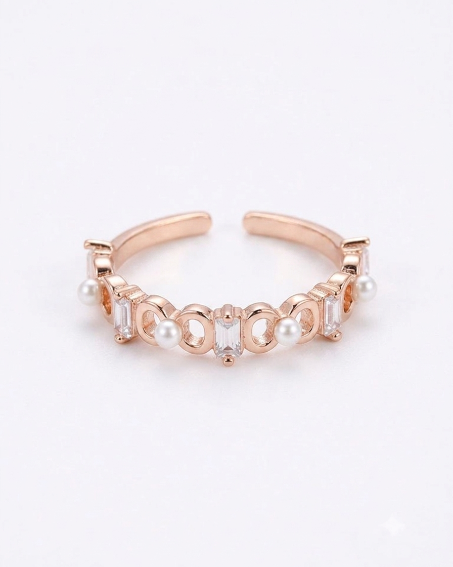 925 Silver Pearl Loop Ring #color_rose gold