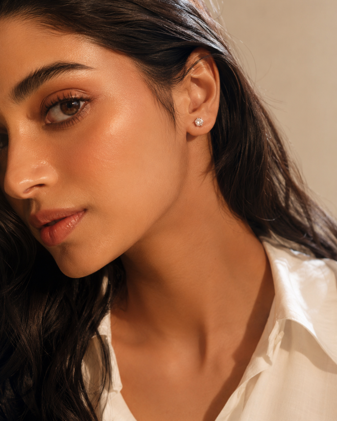 925 Silver Round Sparkle Stud Earrings #color_silver