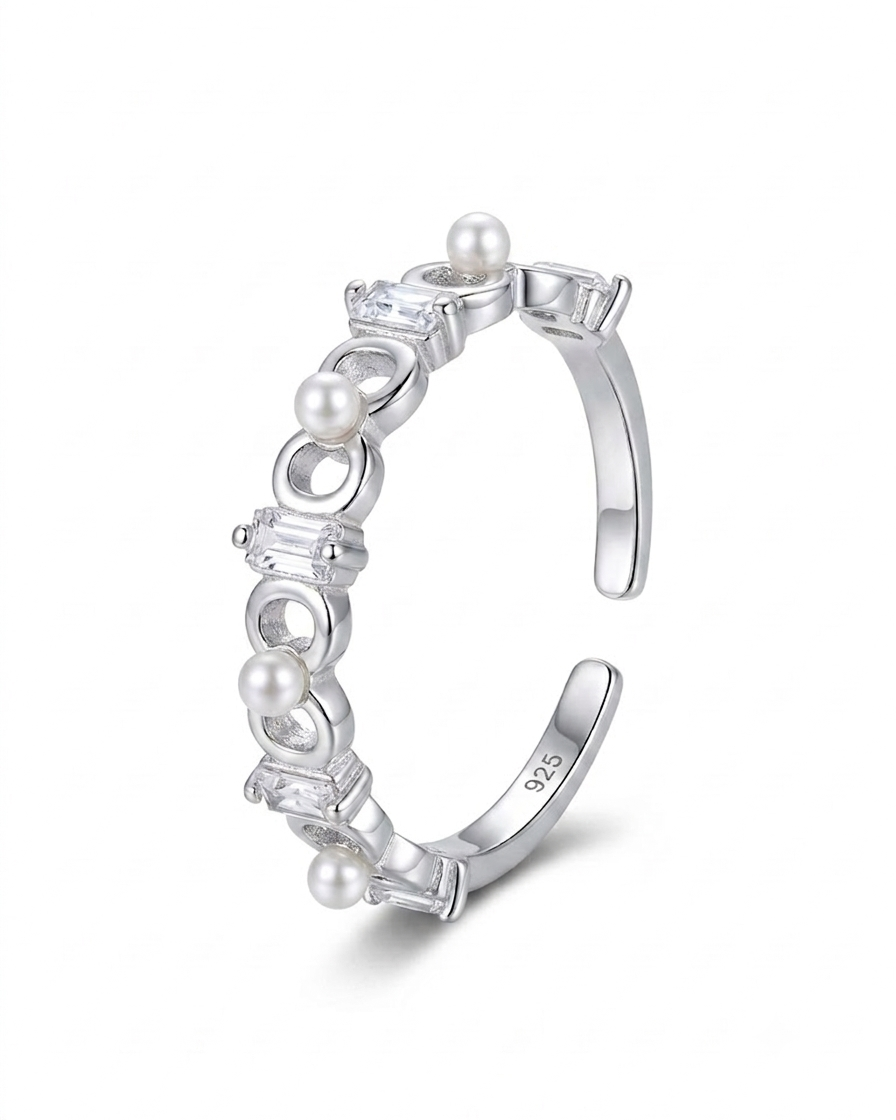925 Silver Pearl Loop Ring #color_silver