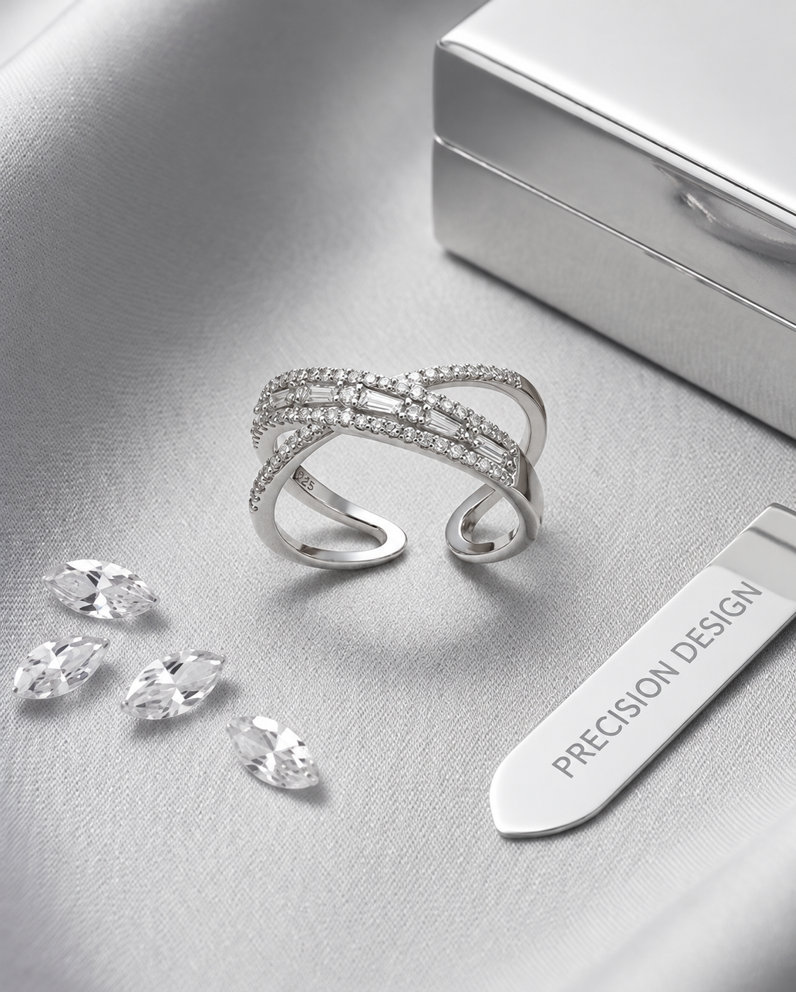 Crisscross Baguette Ring | 925 Sterling Silver Ring