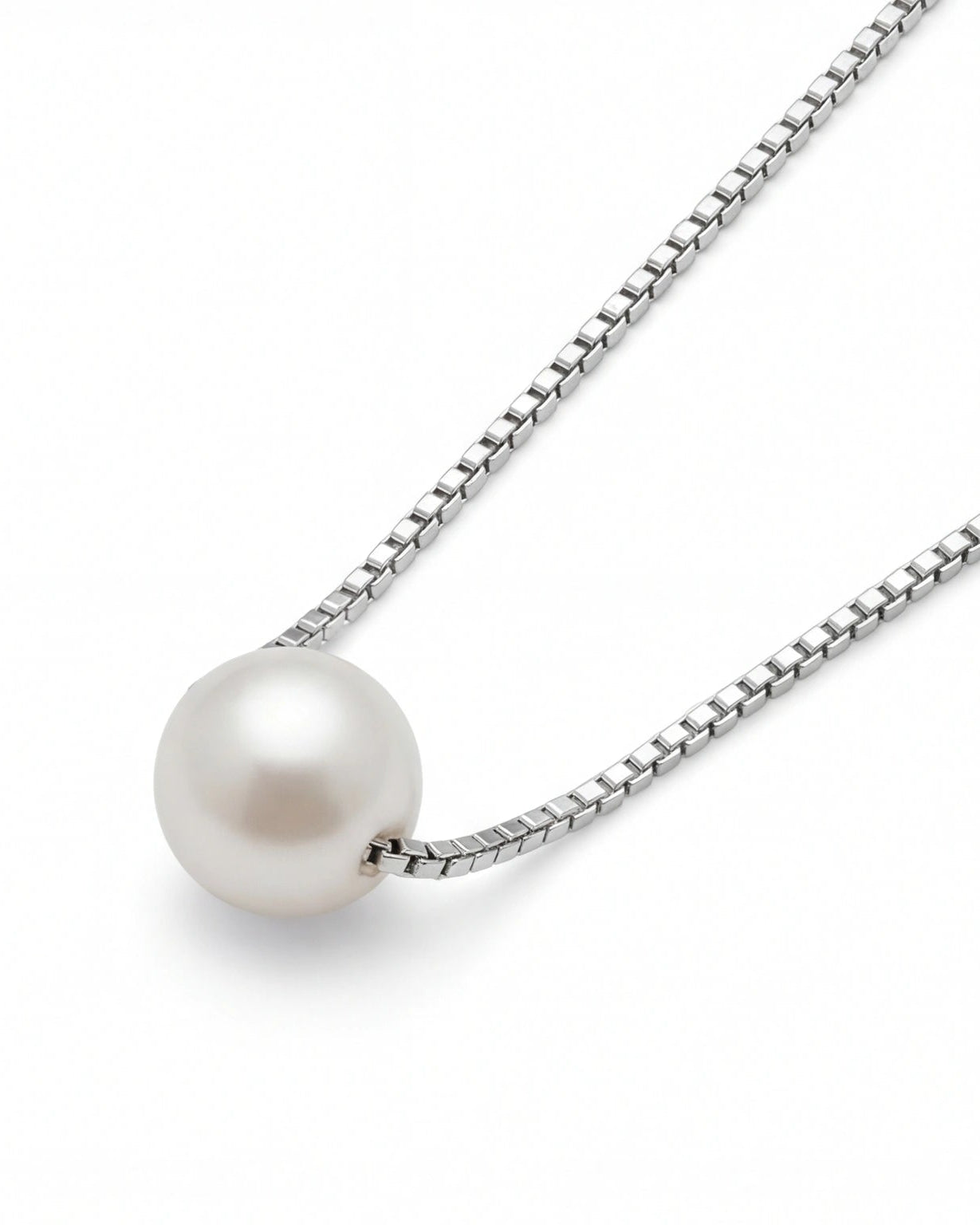 Sol Pearl Necklace – Single Pearl Silver Chain Necklace