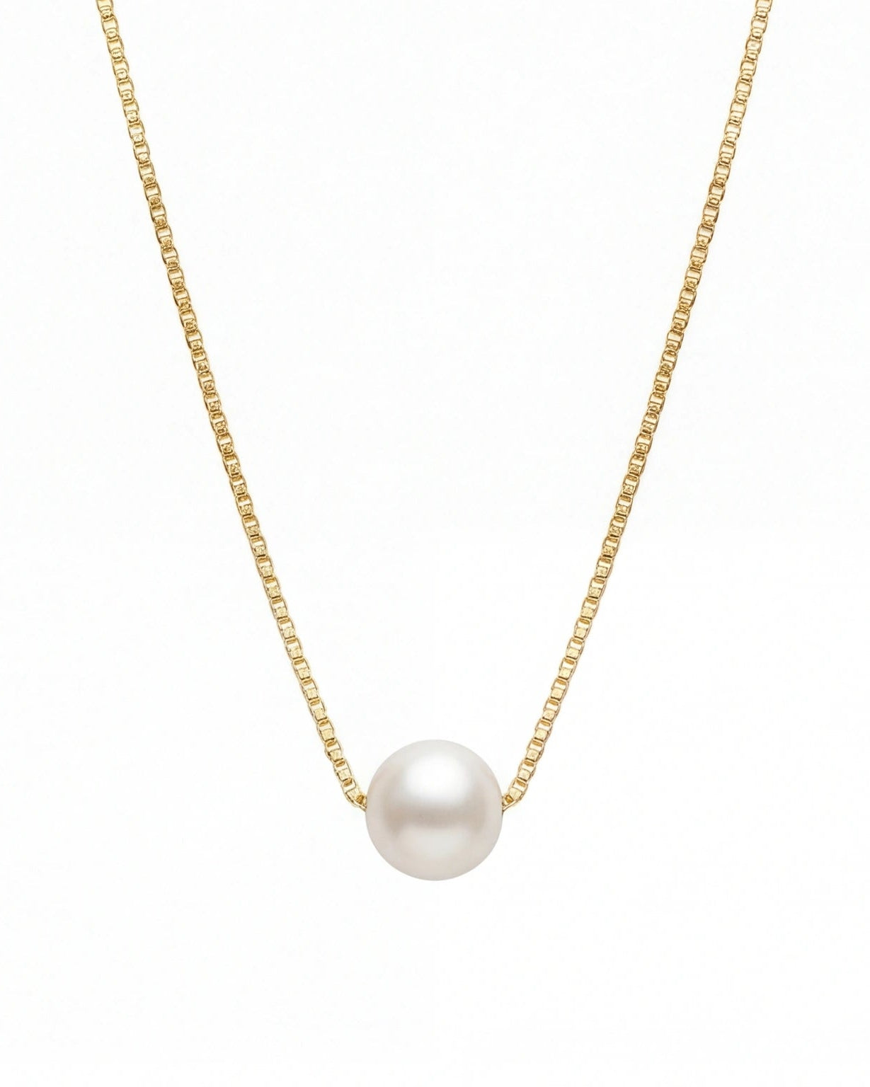 Single Pearl Chain Necklace for Women#color_gold