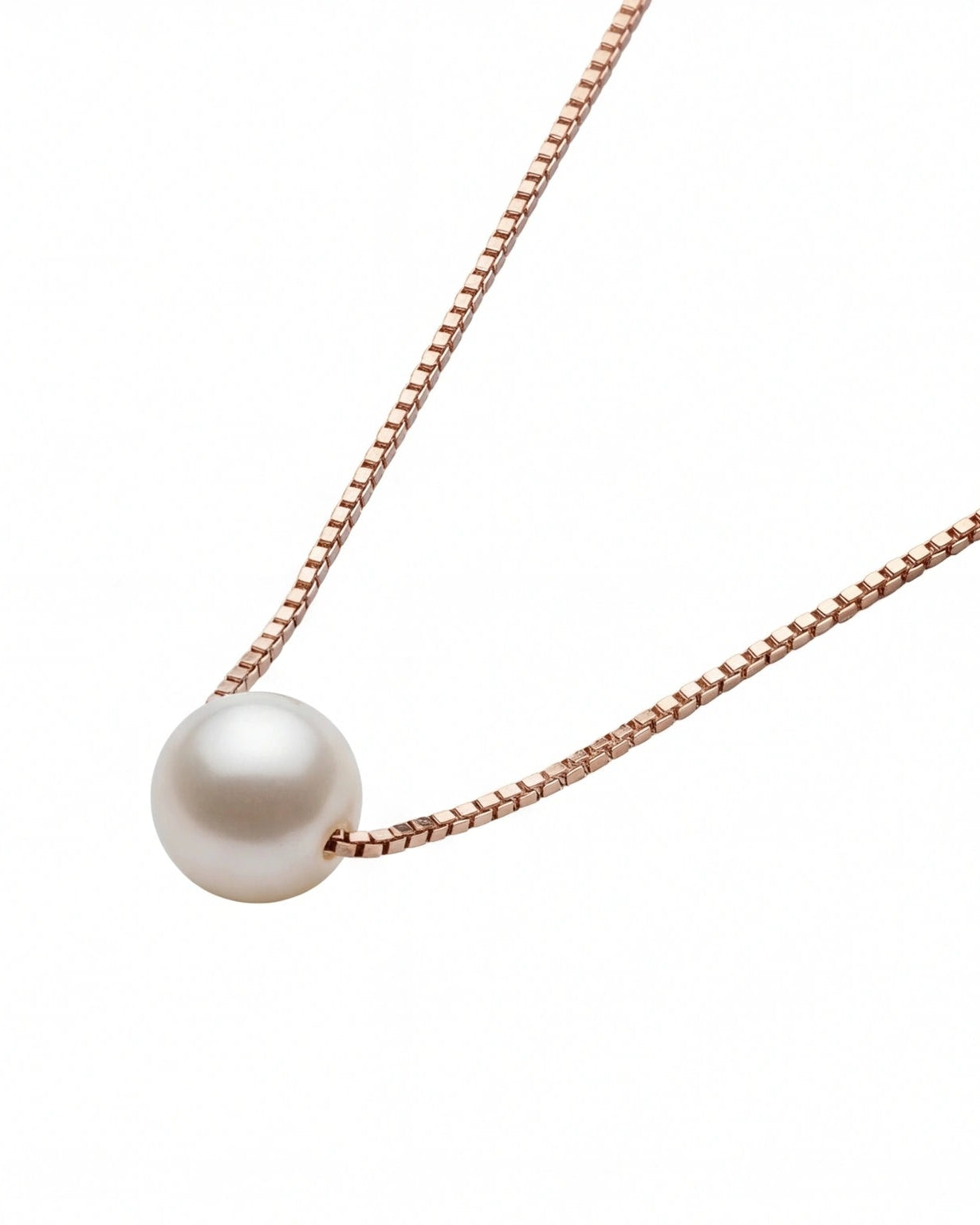 Single Pearl Chain Necklace for Women#color_rose gold