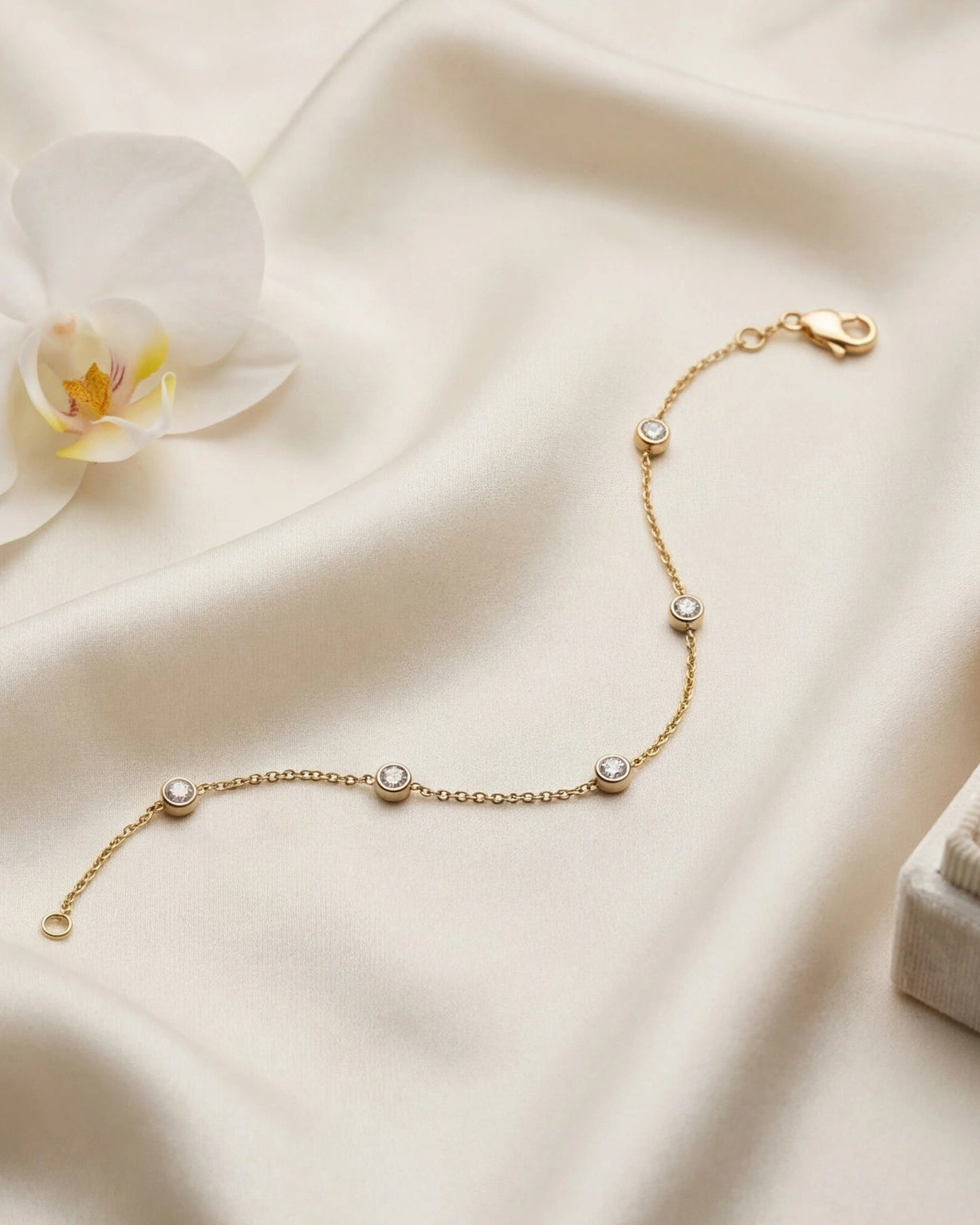 CZ Chain Bracelet for Women#color_gold