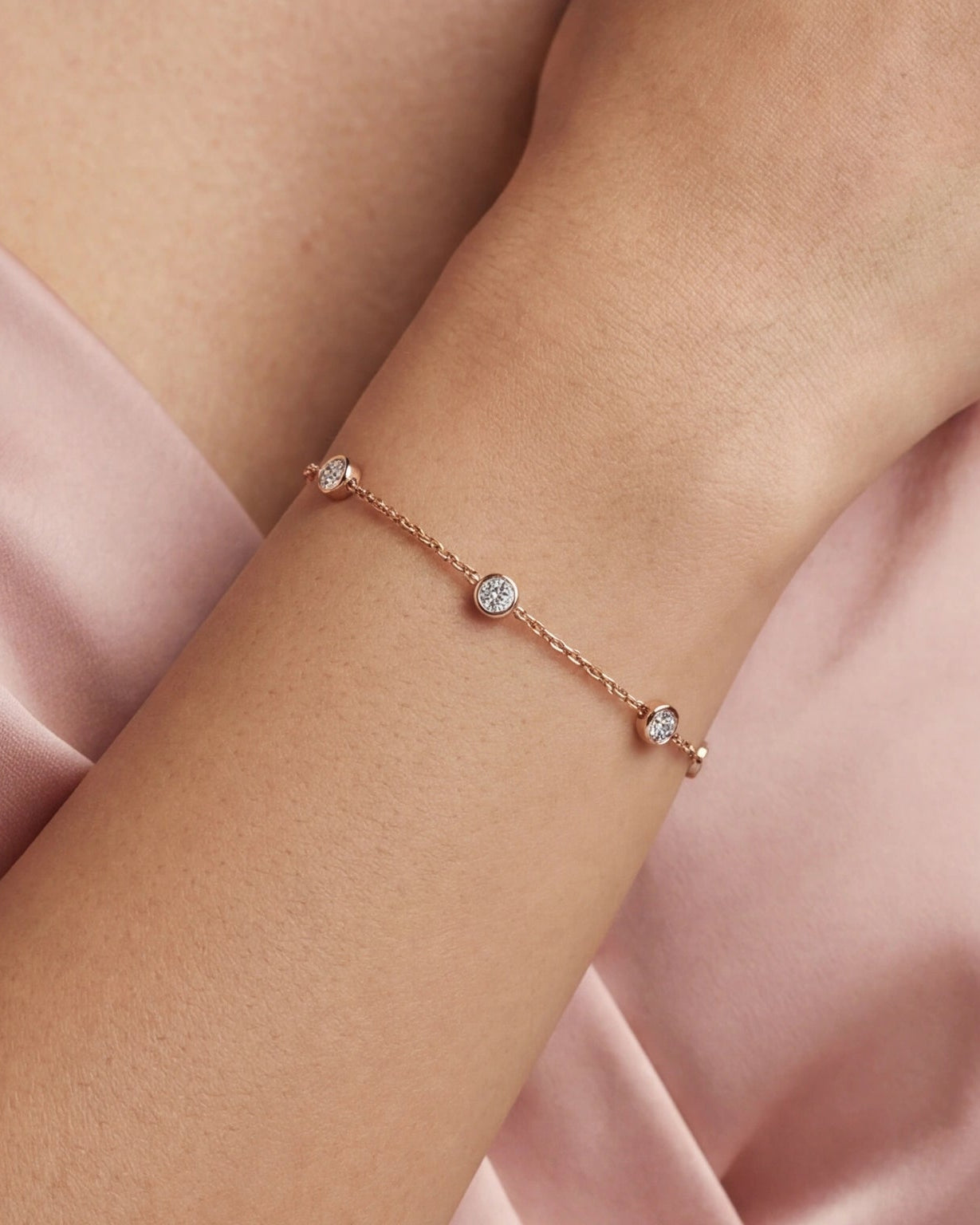 CZ Chain Bracelet for Women#color_rose gold