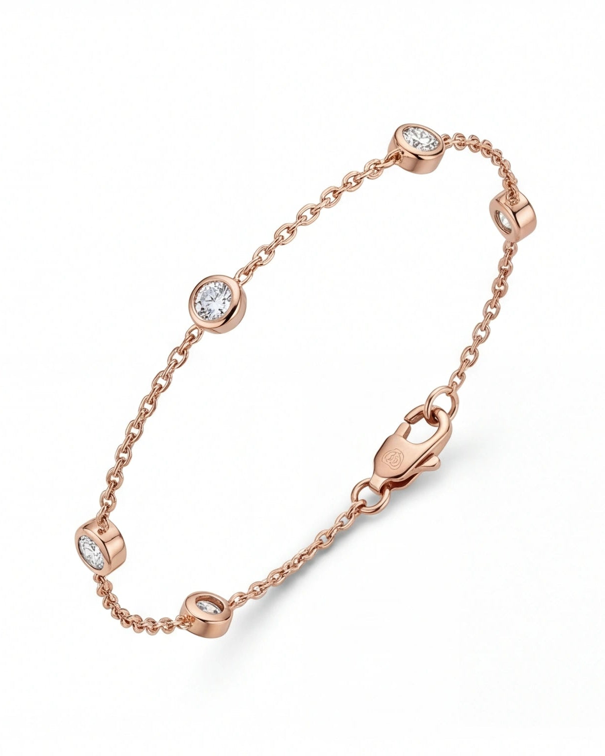 CZ Chain Bracelet for Women#color_rose gold