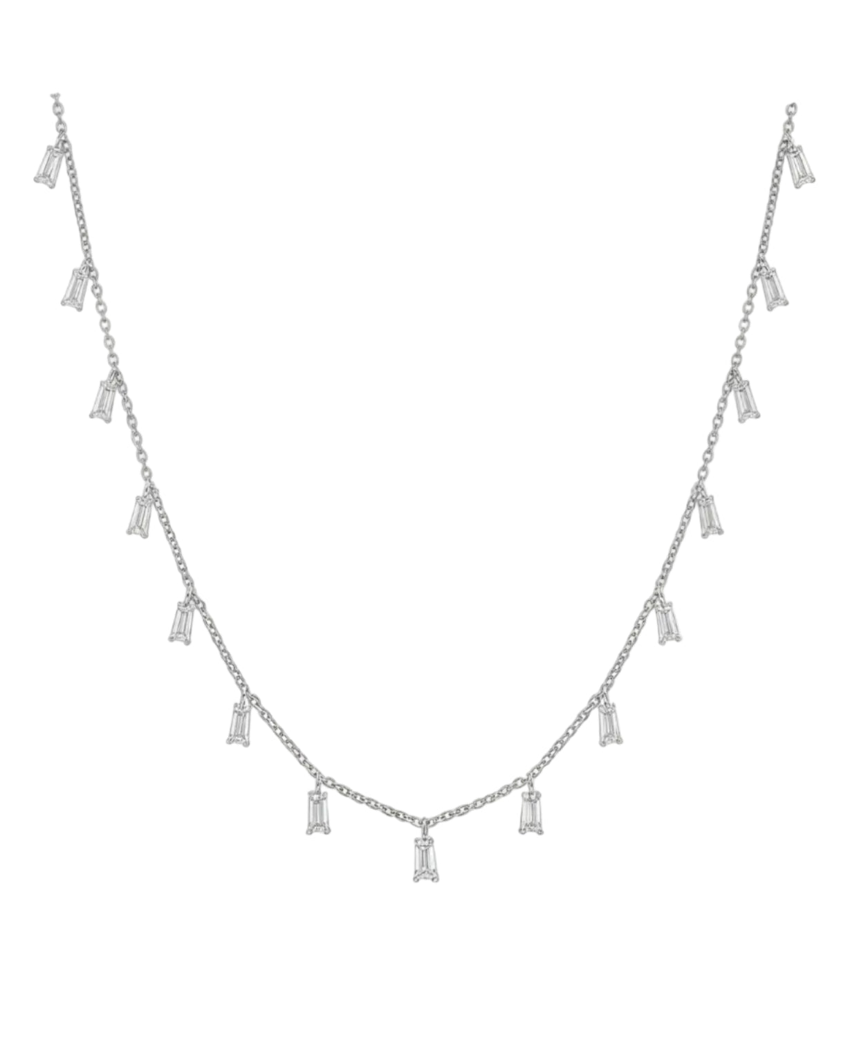 CZ Drop Chain Necklace for Women#color_silver