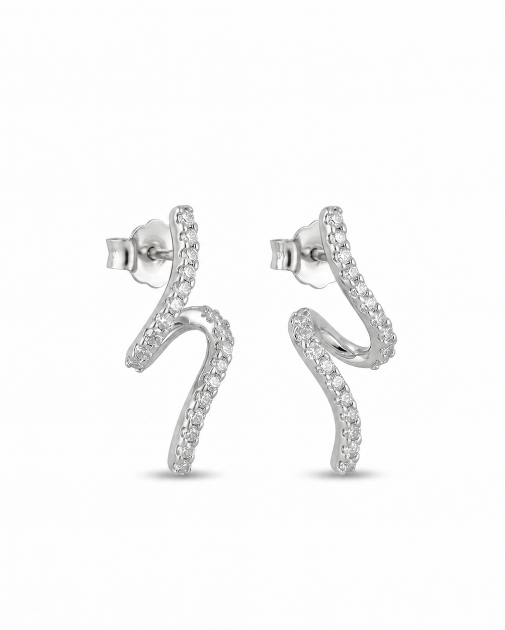 Twisted Stone Drop Earrings #color_silver